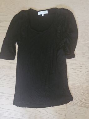 Sandro Black Scoop Neck Short Sleeve Top